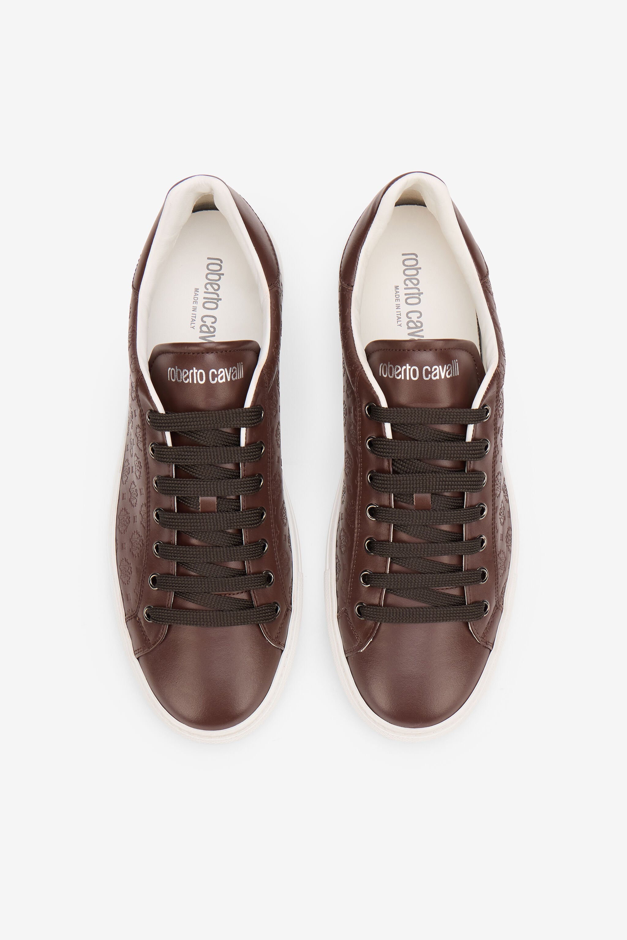 RC Brown Leather Sneakers with Monogram Pattern RC Brown Leather Sneakers with Monogram Pattern DARK BROWN SOS00D-PZA90