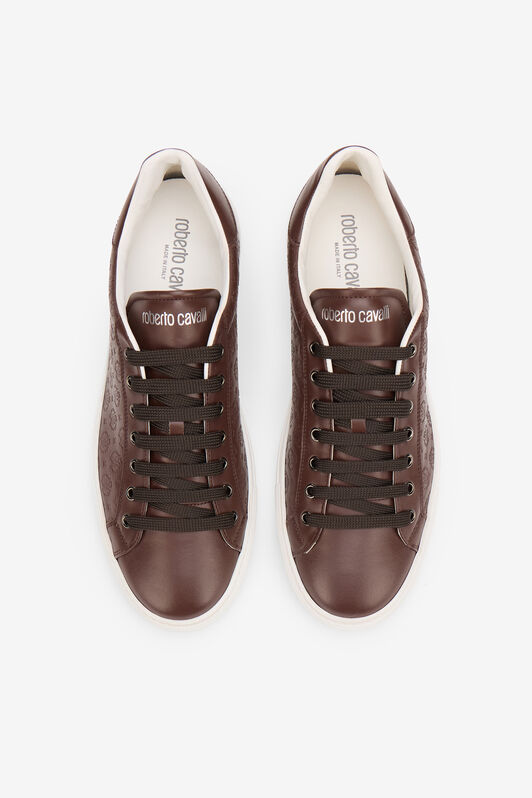 RC Brown Leather Sneakers with Monogram Pattern RC Brown Leather Sneakers with Monogram Pattern DARK BROWN SOS00D-PZA90