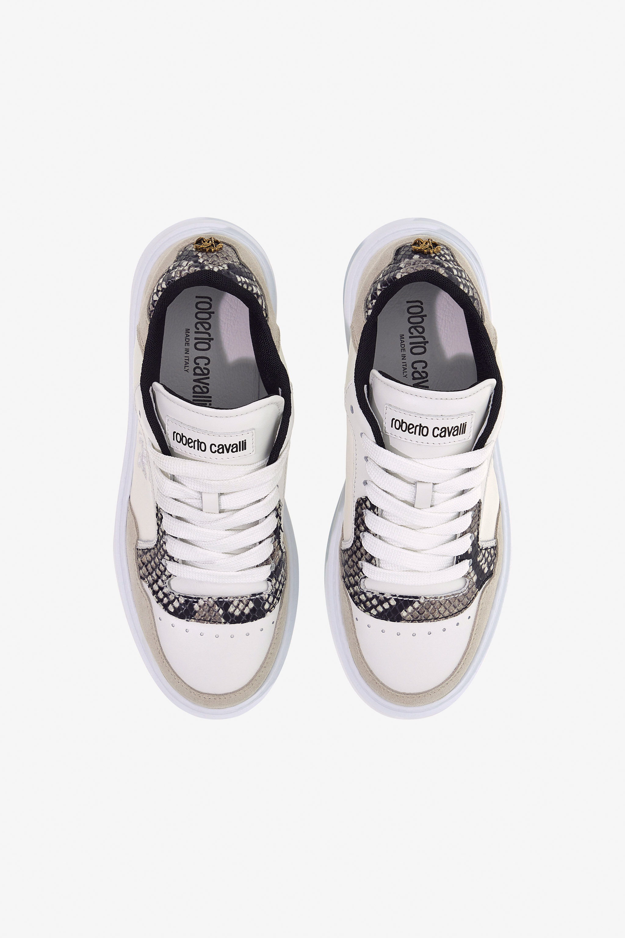 Low-Top Sneakers in White/Gray for Women | Roberto Cavalli®