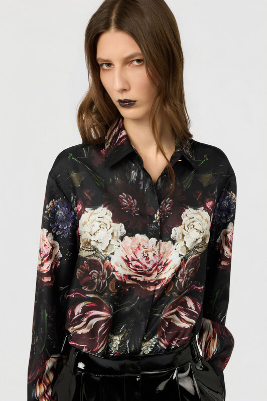 RC Camisa De Seda Con Estampado Fiammingo Flowers RC Camisa De Seda Con Estampado Fiammingo Flowers BLACK/PINK XWT704-OZT77