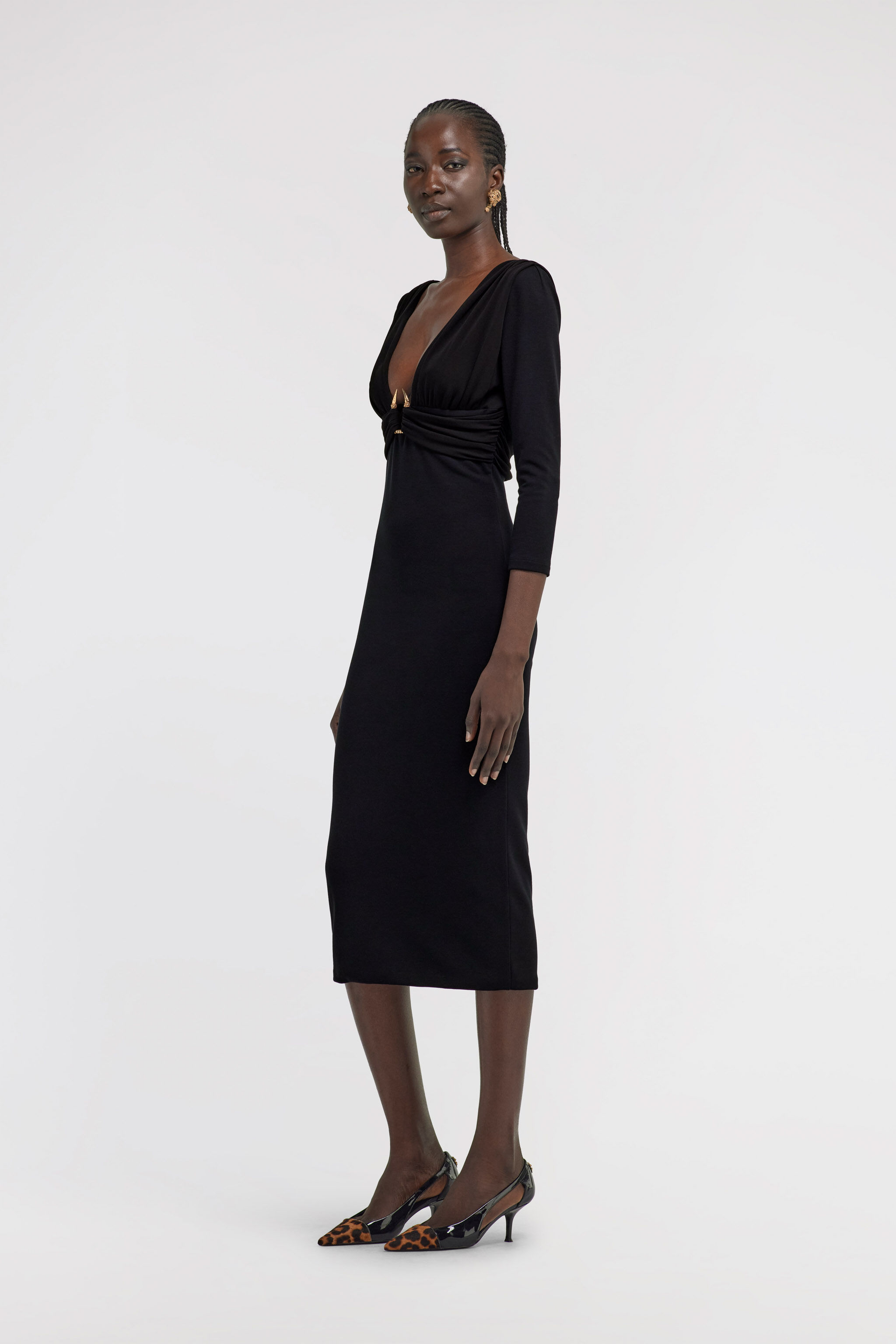 Dress with Gold Detail in Black for Women | Roberto Cavalli®