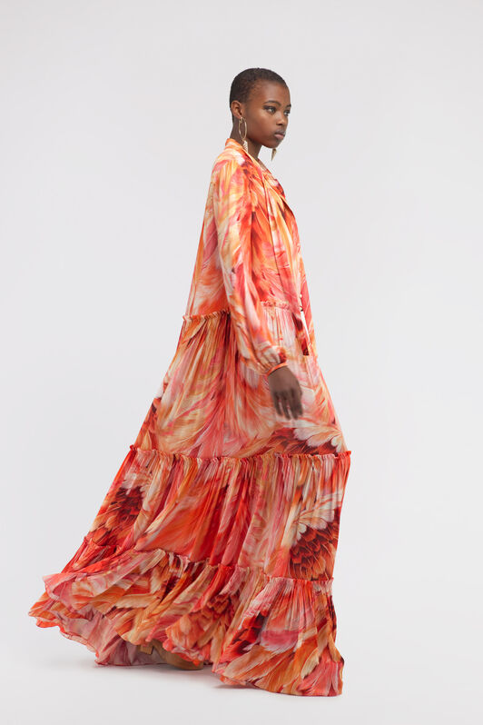 RC Long dress Plumage print RC Long dress Plumage print Orange SWT130-7HL71