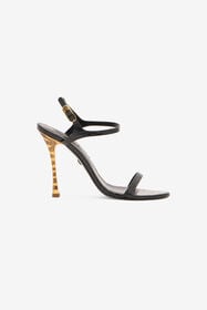 RC Crocodile-Effect Slingback Sandals Black VKS022-PZ579
