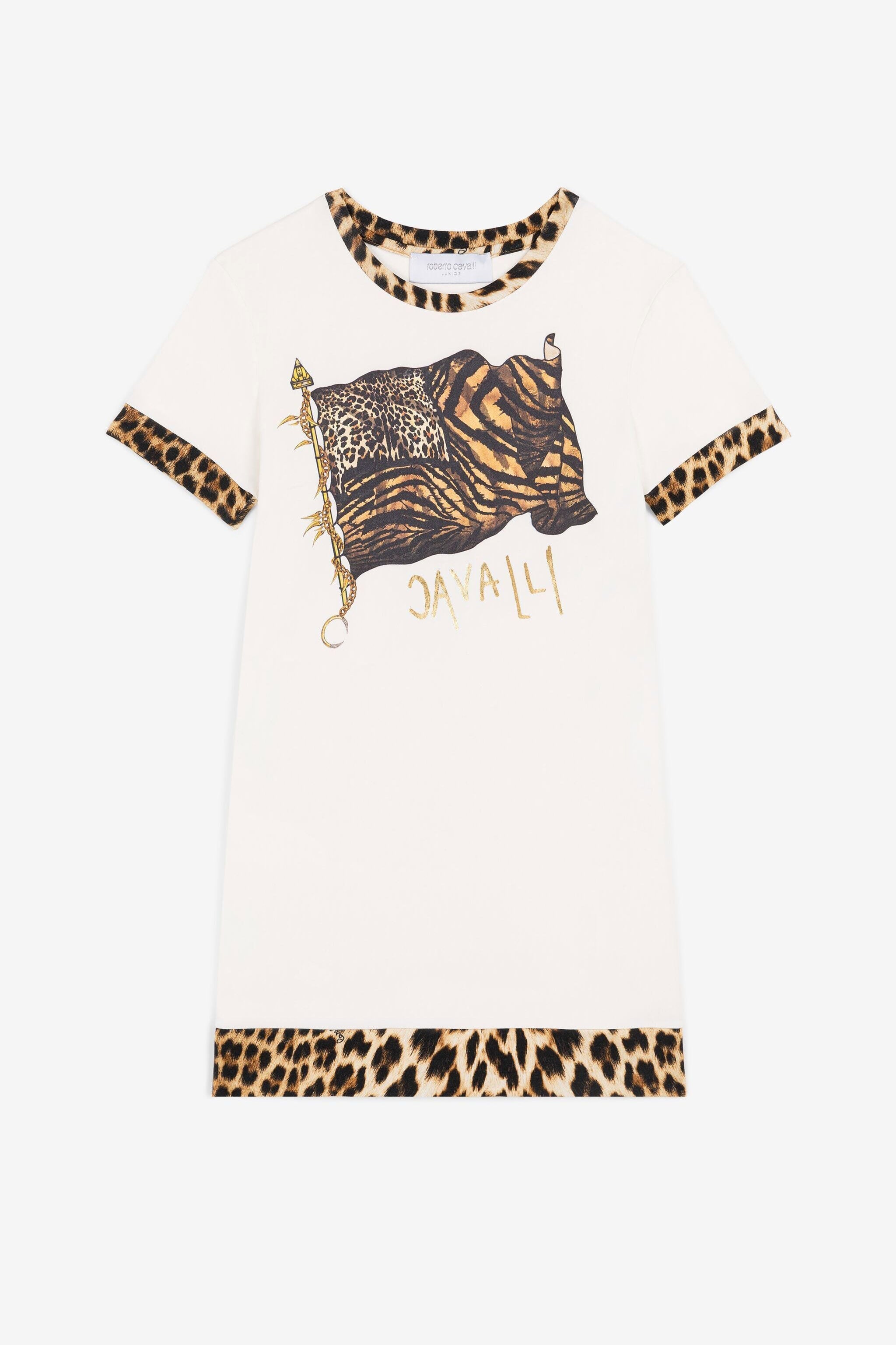 JU Animalier Patchwork-Print Logo Dress White OJT148-ISA2J