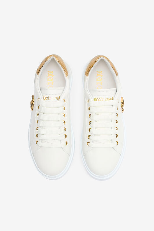 RC Sneakers Avec Monogramme Mirror Snake Et Contrefort Lamé Blanc SKS031-PZ95A