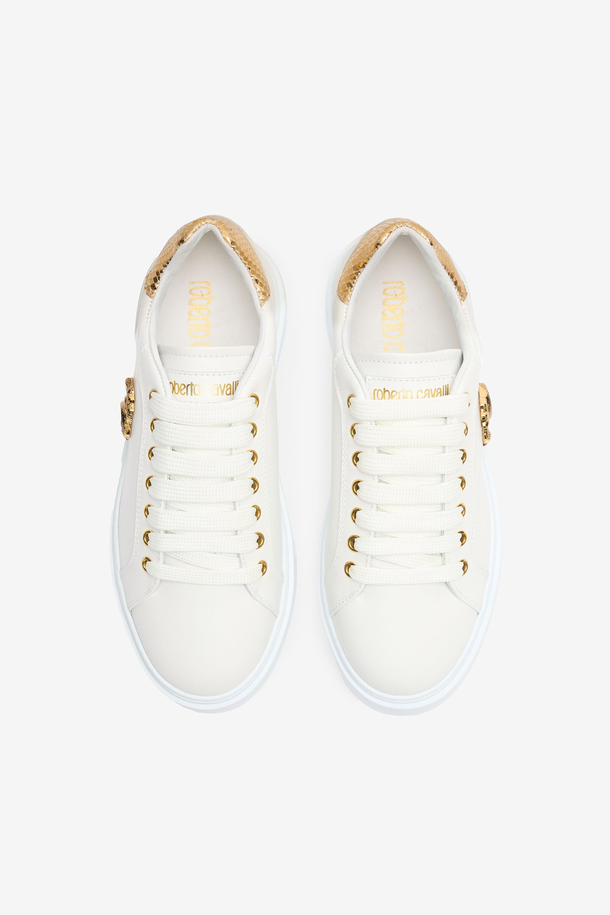 RC Sneakers Avec Monogramme Mirror Snake Et Contrefort Lamé Blanc SKS031-PZ95A
