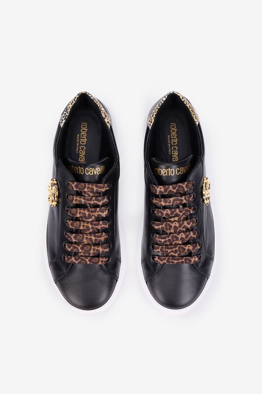 RC Black Leather Sneaker With Monogram RC BLACK QOS01J-PZO13