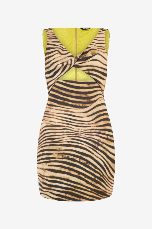 JC Mini Dress With Tiger Skin Print JC Mini Dress With Tiger Skin Print Light Brown UFT171-UF237