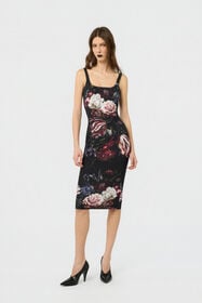 RC Abito Midi Con Stampa Fiammingo Flowers BLACK/PINK XWT137-LNT77