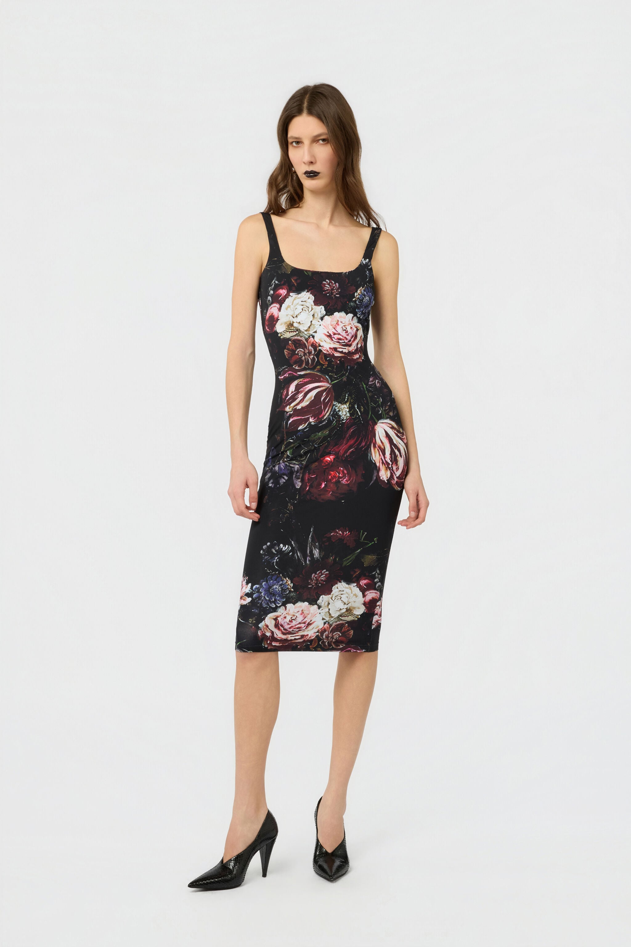 RC Midi-Kleid Mit Fiammingo Flowers-Print RC Midi-Kleid Mit Fiammingo Flowers-Print BLACK/PINK XWT137-LNT77