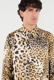 RC Silk Shirt With Animal Prints Light brown VRT710-OZG34