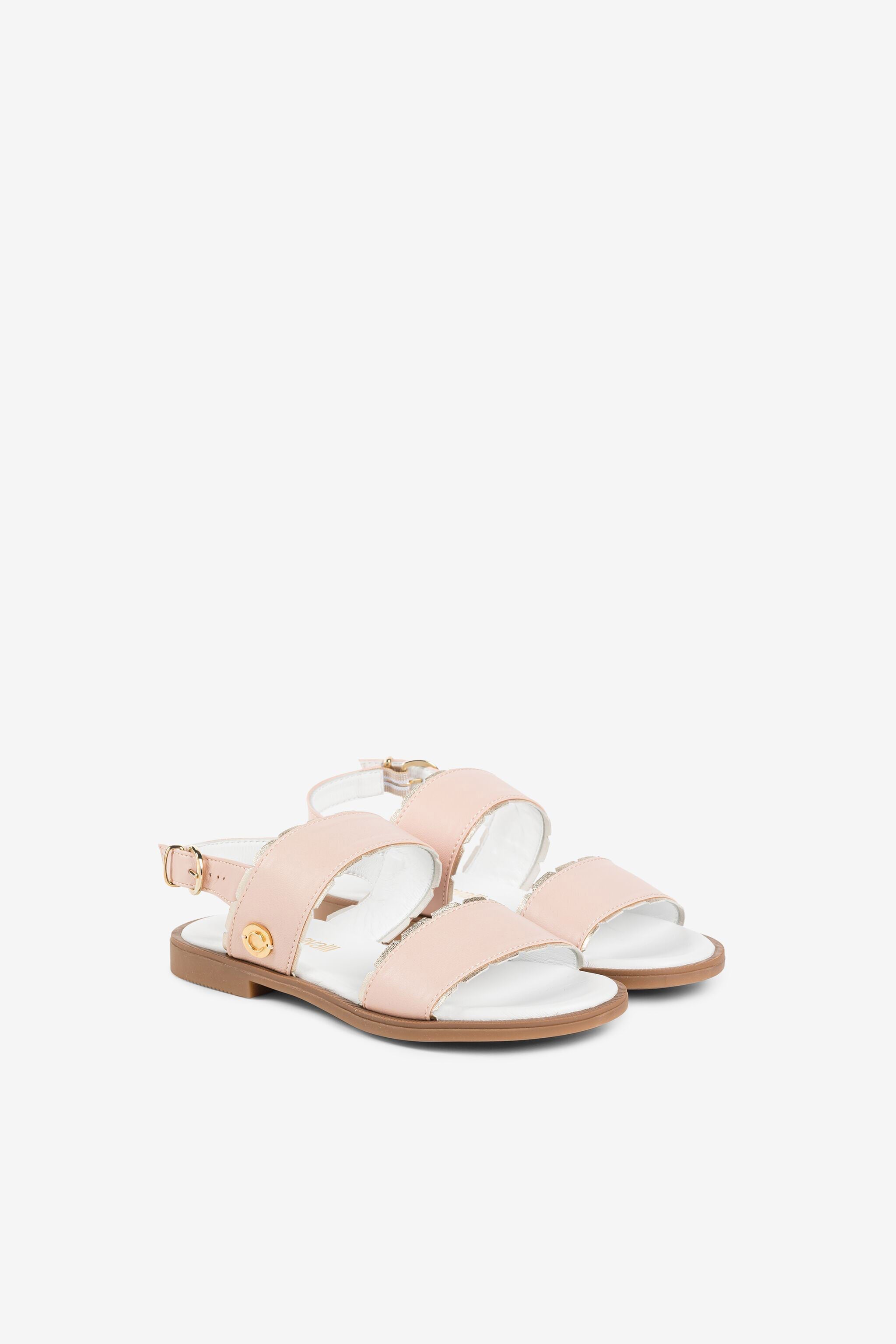 JU C Logo Leather Sandals JU C Logo Leather Sandals Pink OJS027-PN003