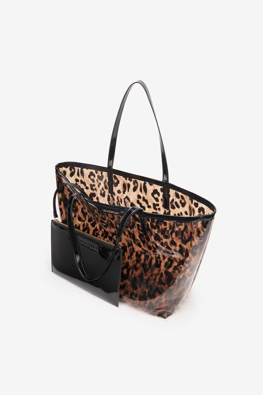 JC Animal-Print Tote Bag With Clutch JC Animal-Print Tote Bag With Clutch Light brown UFB119-UF488