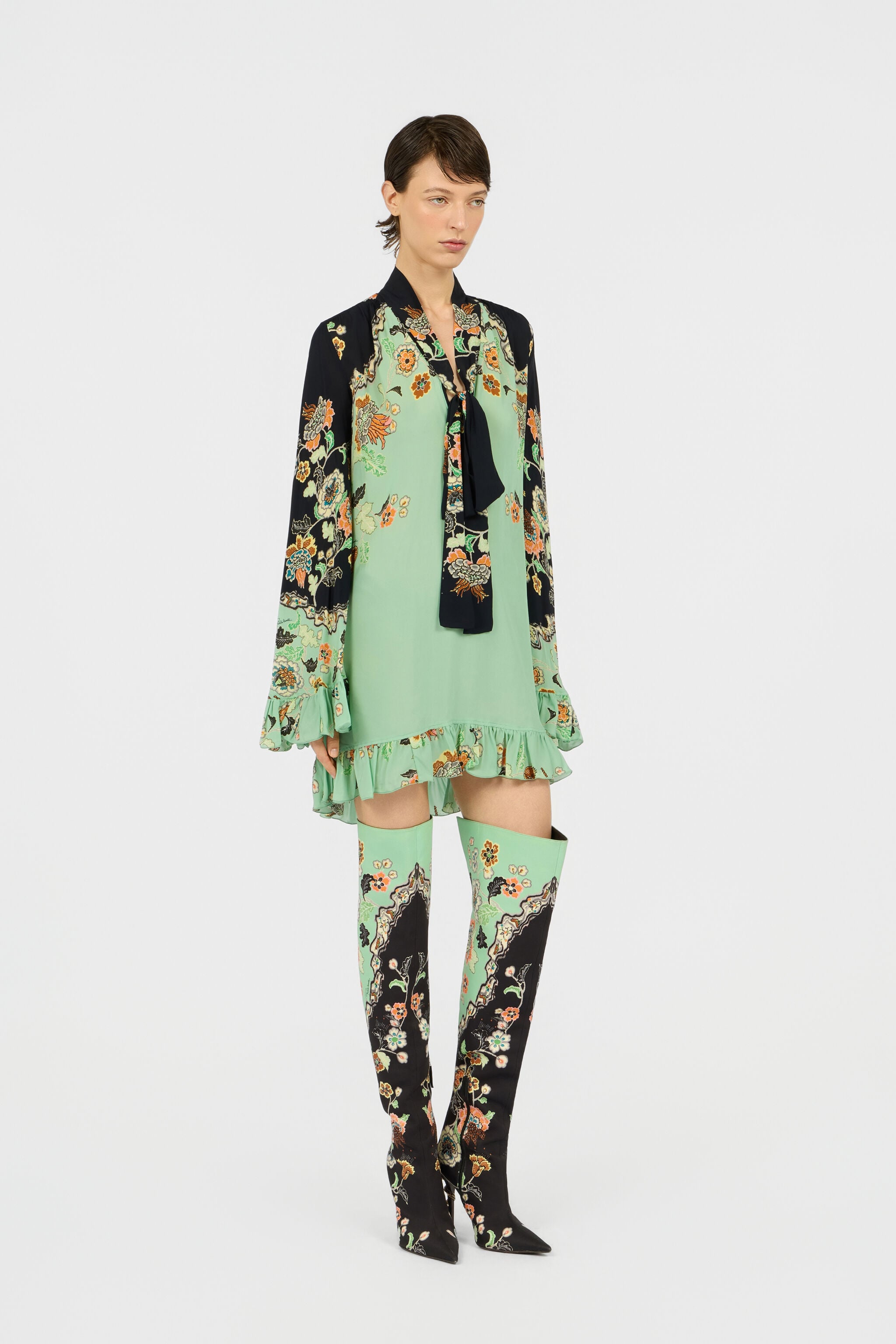 RC Mini Robe Imprimé Kimono RC Mini Robe Imprimé Kimono GREEN/BLACK XQT131-7HT25