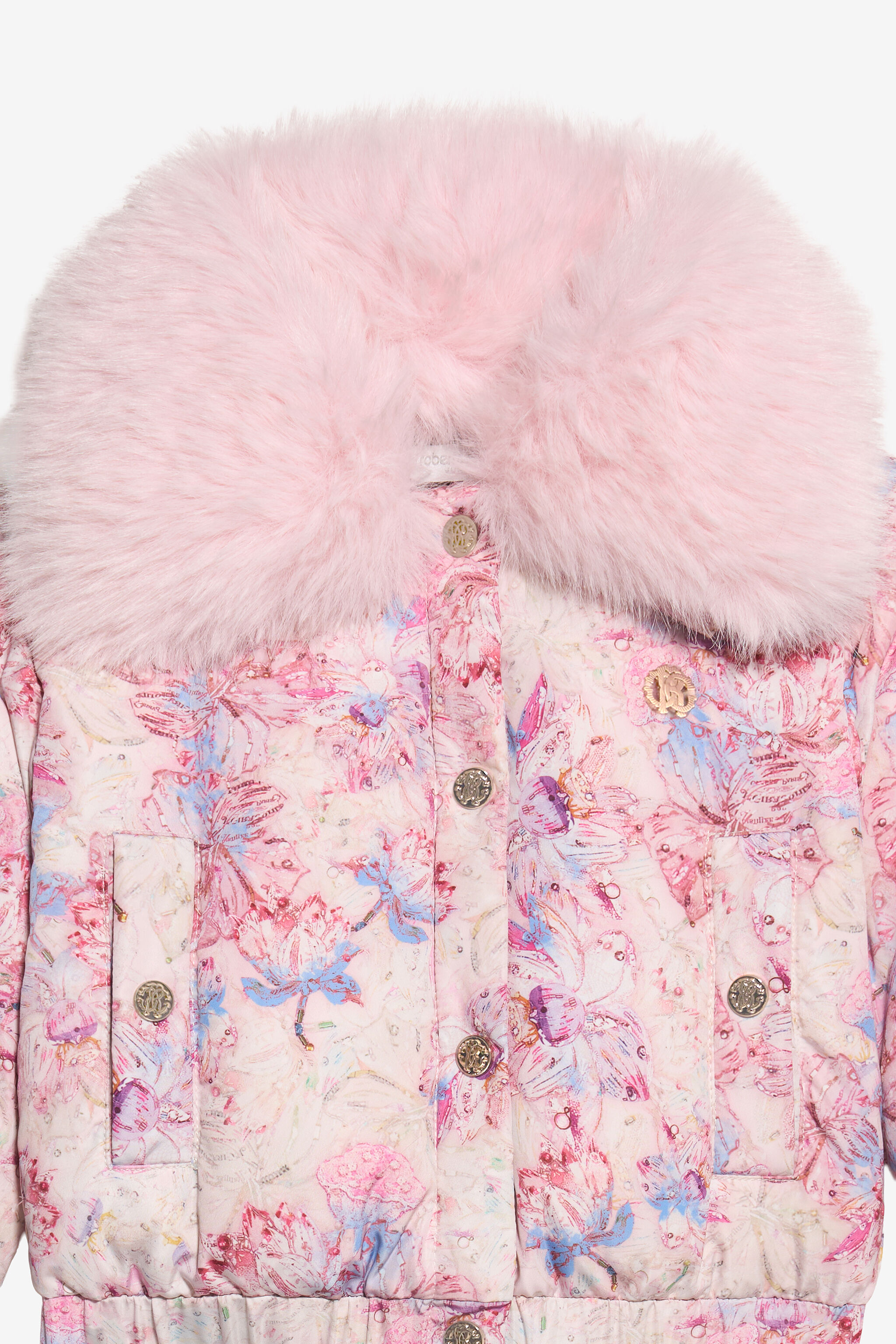 JU Chaqueta rosa con cuello de pelo sintético JU Chaqueta rosa con cuello de pelo sintético CALICAN/PH XJT40J-5RS59