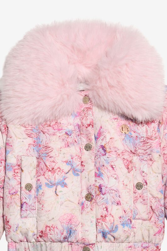 JU Chaqueta rosa con cuello de pelo sintético JU Chaqueta rosa con cuello de pelo sintético CALICAN/PH XJT40J-5RS59