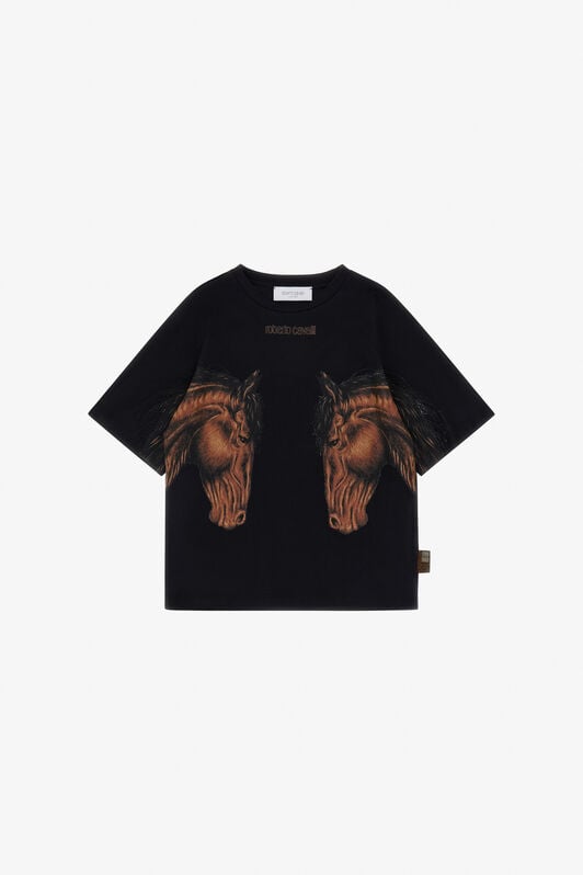 JU T-Shirt With Cavalli Print JU T-Shirt With Cavalli Print BLACK TJT60R-JD001