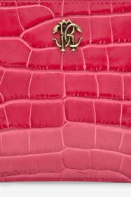RC Crocodile-Effect Flat Clutch Fuchsia VKA005-PZ975