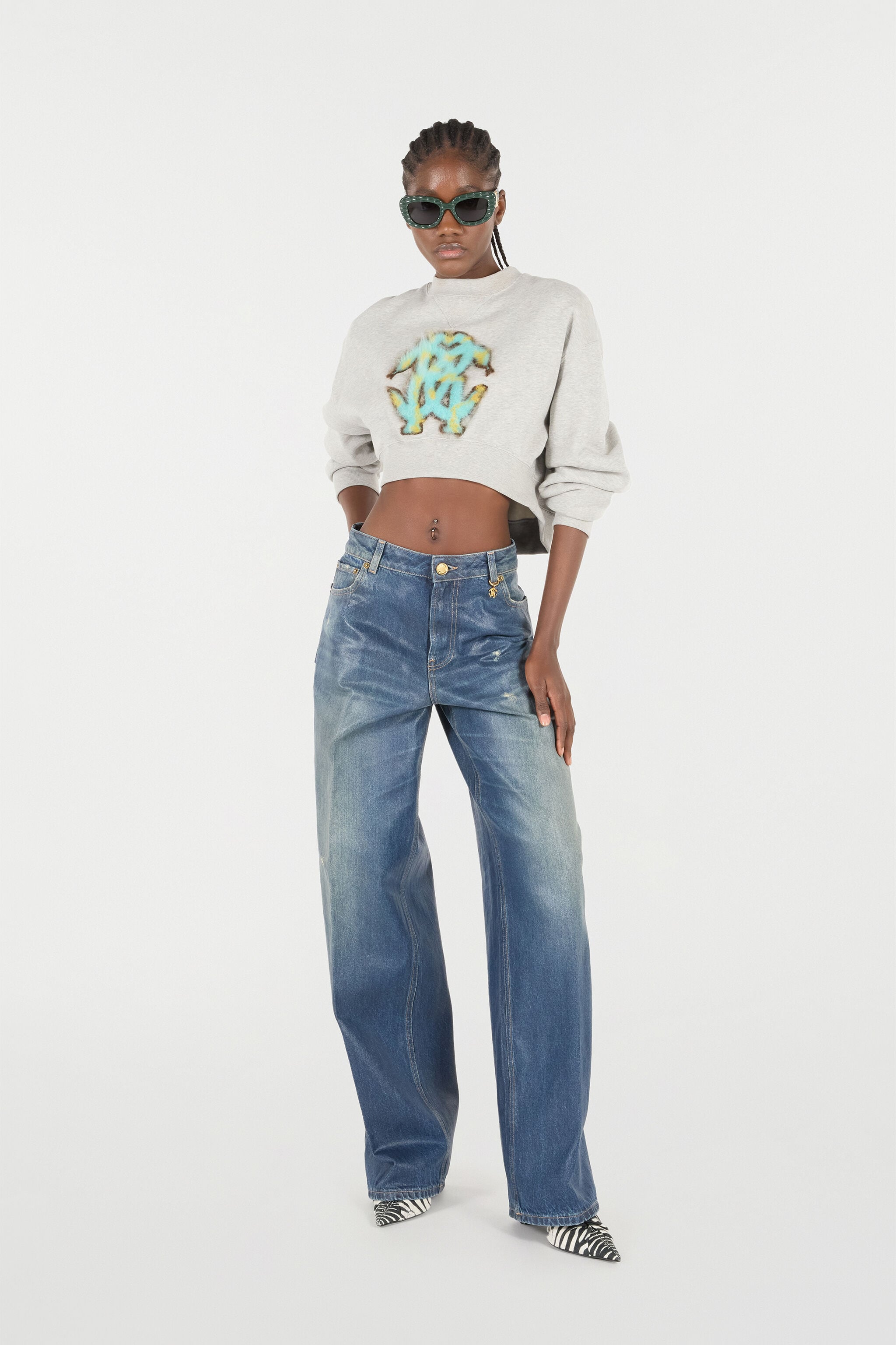RC Jeans With Mirror Snake Monogram Charm RC Jeans With Mirror Snake Monogram Charm Blue UKJ207-VT006