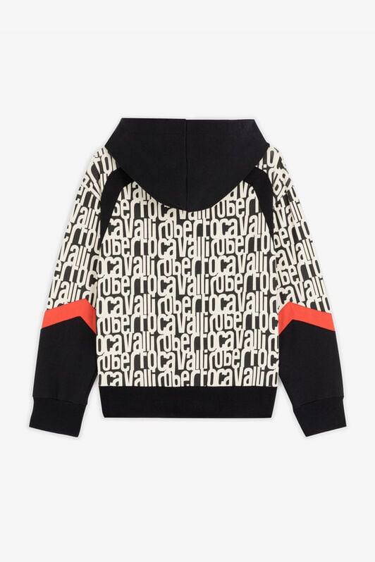 JU Logo-Print Cotton Hoodie JU Logo-Print Cotton Hoodie Black/White RJT90N-5OH95