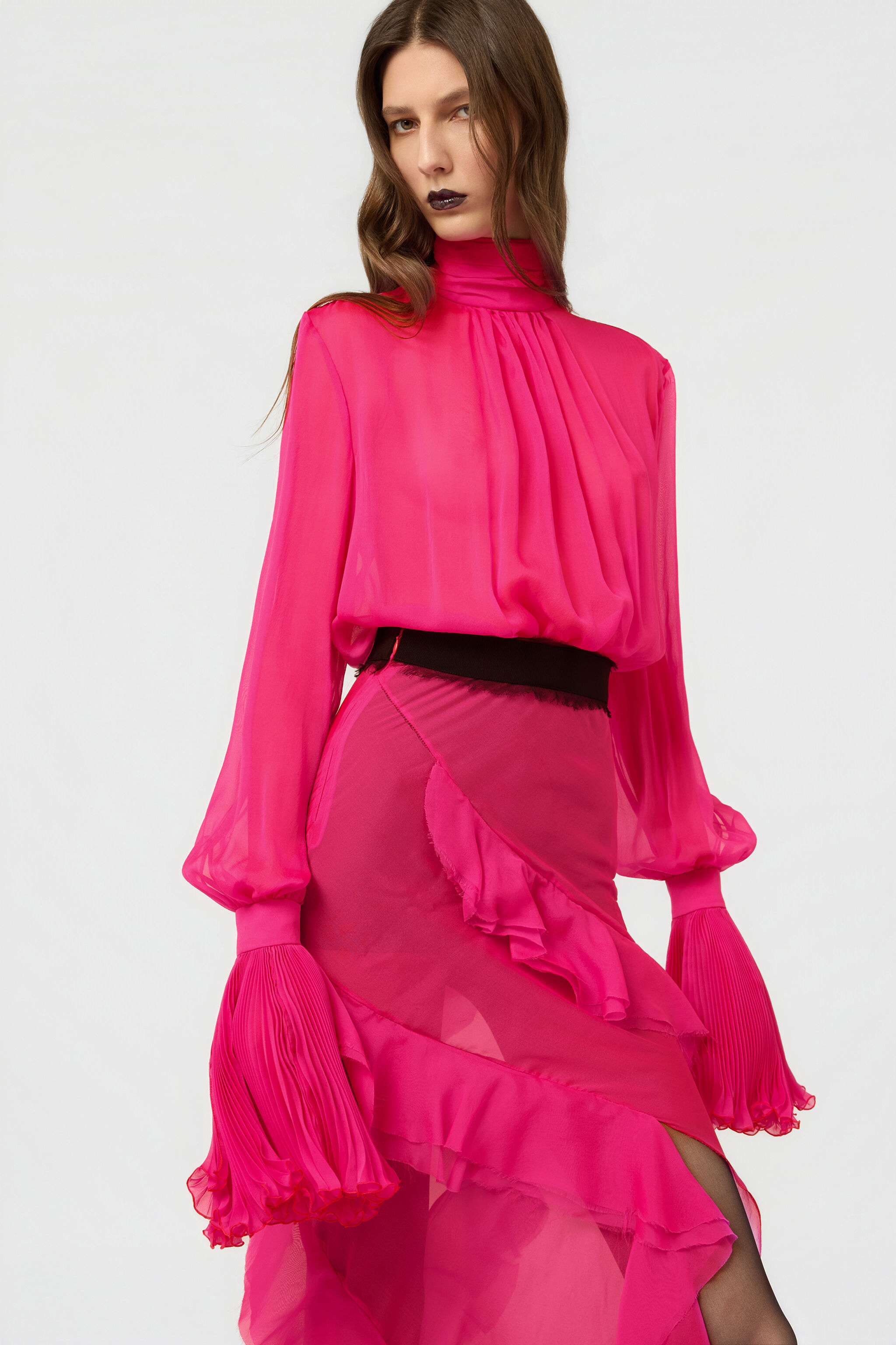 RC Abito In Chiffon Di Seta Rosa RC Abito In Chiffon Di Seta Rosa FUCHSIA XWT148-CC011