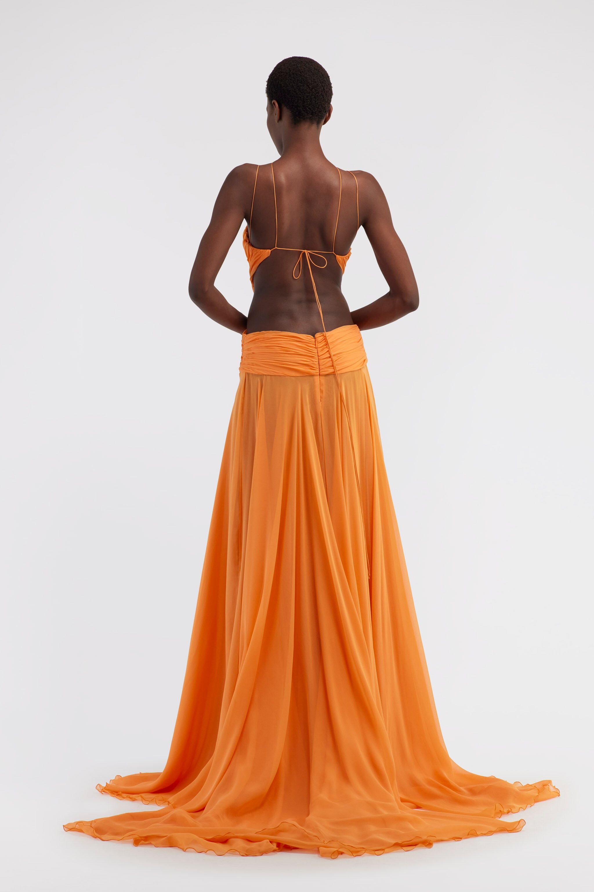 RC Long silk dress with cut-out RC Long silk dress with cut-out Orange RKT100-XV005