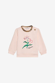 JU Sudadera floral con ribete de leopardo PINK H/G.N XJT66C-CF050