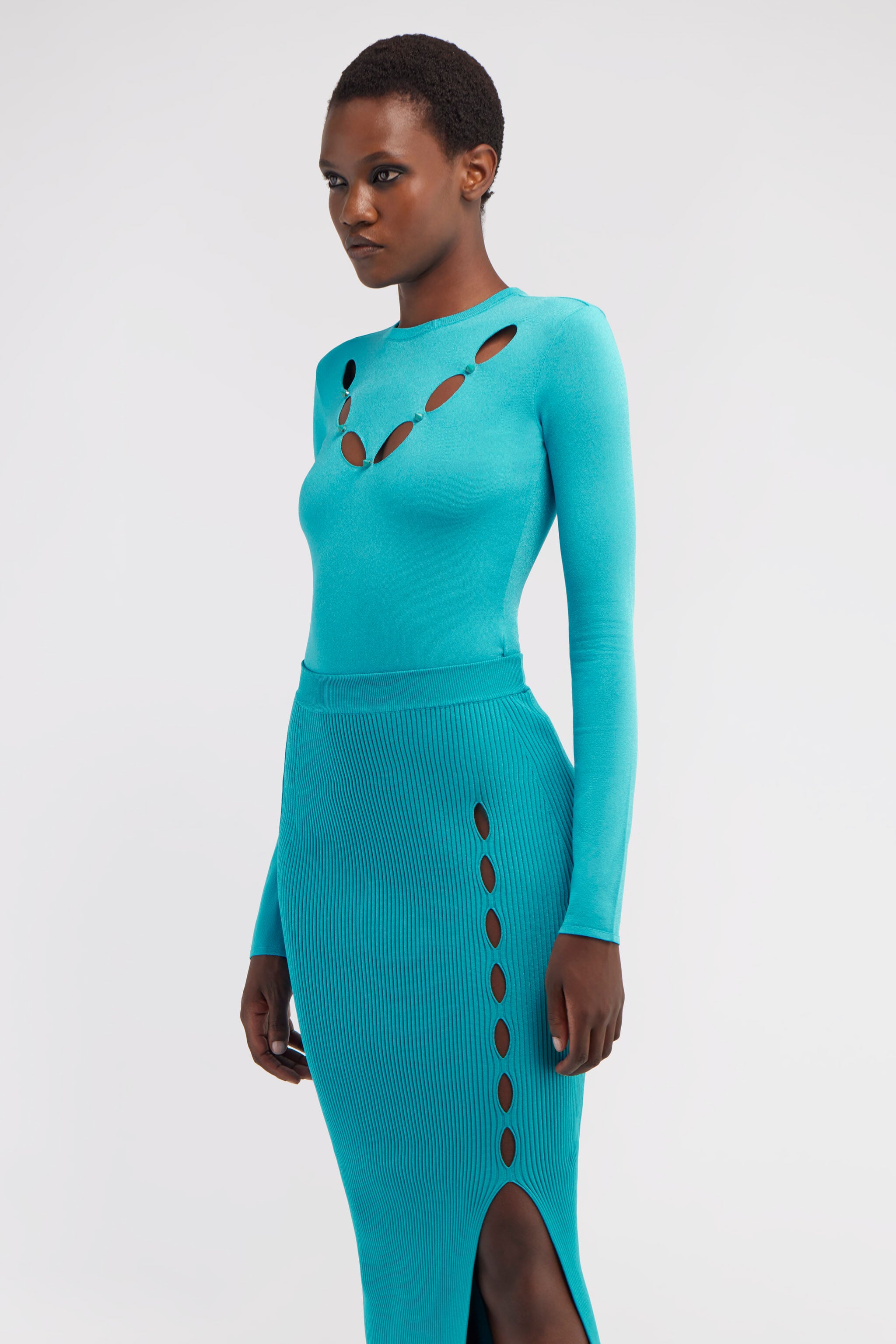 RC Top in maglia con cut-out RC Top in maglia con cut-out Azzurro RKM606-MG011