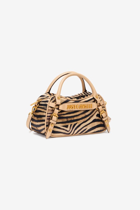 JC Bowling Bag With Tiger Skin Print And Logo JC Bowling Bag With Tiger Skin Print And Logo Light Brown UFB102-UF471