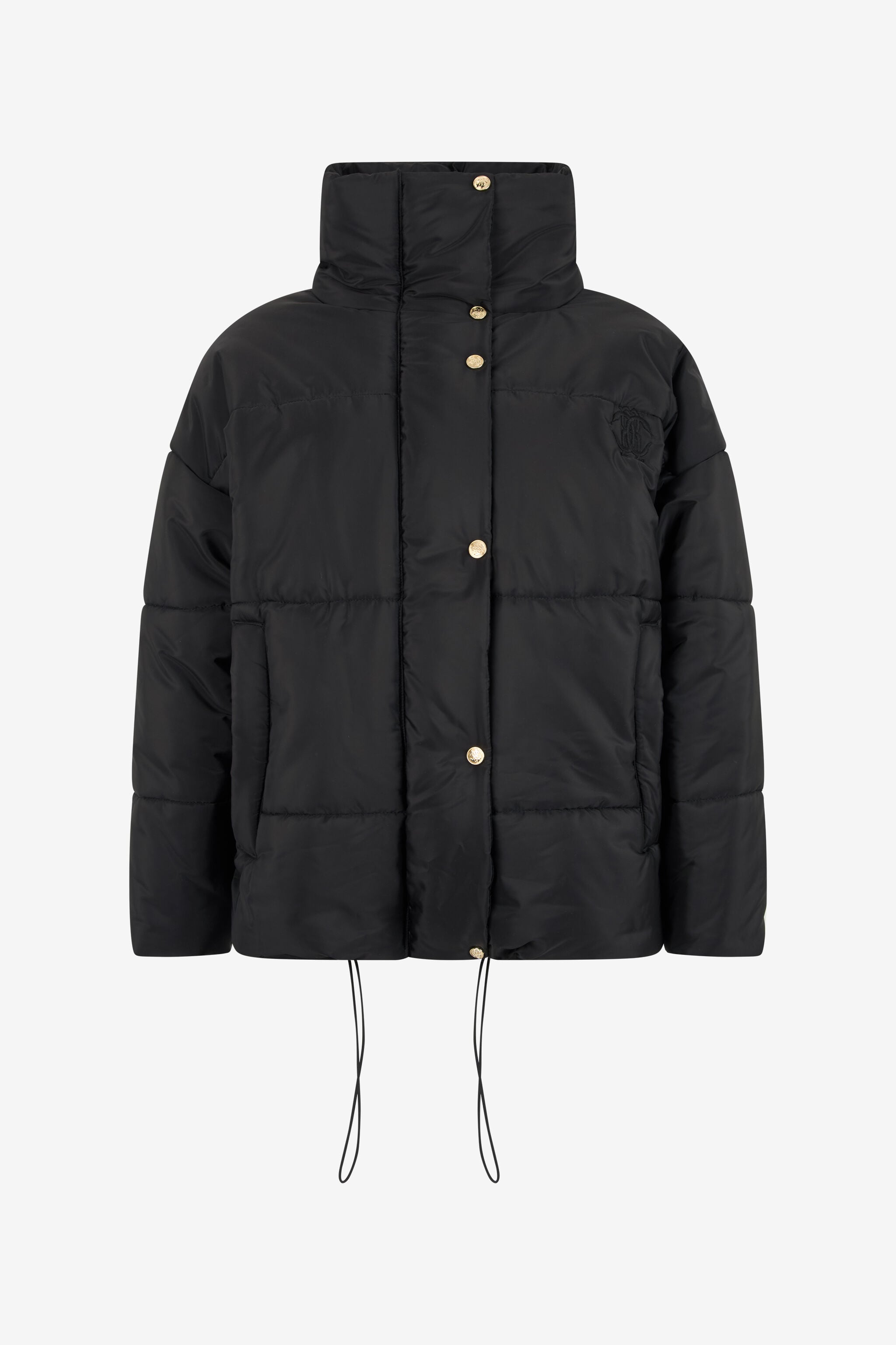 RC Schwarze Kurze Steppjacke mit Goldknopf RC Schwarze Kurze Steppjacke mit Goldknopf BLACK TOT40A-FT003