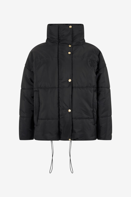 RC Schwarze Kurze Steppjacke mit Goldknopf RC Schwarze Kurze Steppjacke mit Goldknopf BLACK TOT40A-FT003