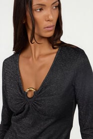 JC Black Sweater with Glitter and Ring BLACK VFT212-VF335