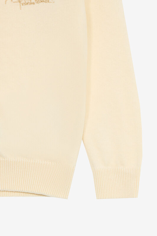 JU Light Yellow Cardigan With Monogram RC MILKY WHITE UJM60B-MG001