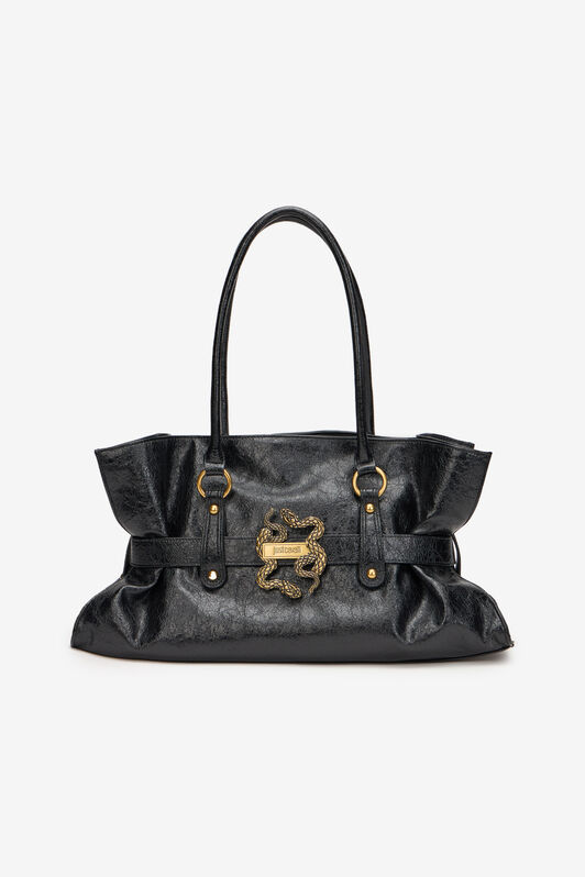 JC Shoulder Bag with Snake Detail JC Shoulder Bag with Snake Detail BLACK XFB036-XF472
