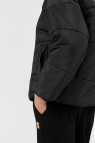 RC Schwarze Kurze Steppjacke mit Goldknopf BLACK TOT40A-FT003