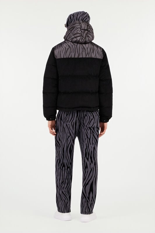 RC Schwarze Cord-Daunenjacke Mit Zebra-Print RC Schwarze Cord-Daunenjacke Mit Zebra-Print NERO/NERO ROT80G-OQS30