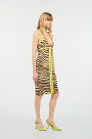JC Short Dress With Tiger Skin Print Light Brown UFT179-UF245