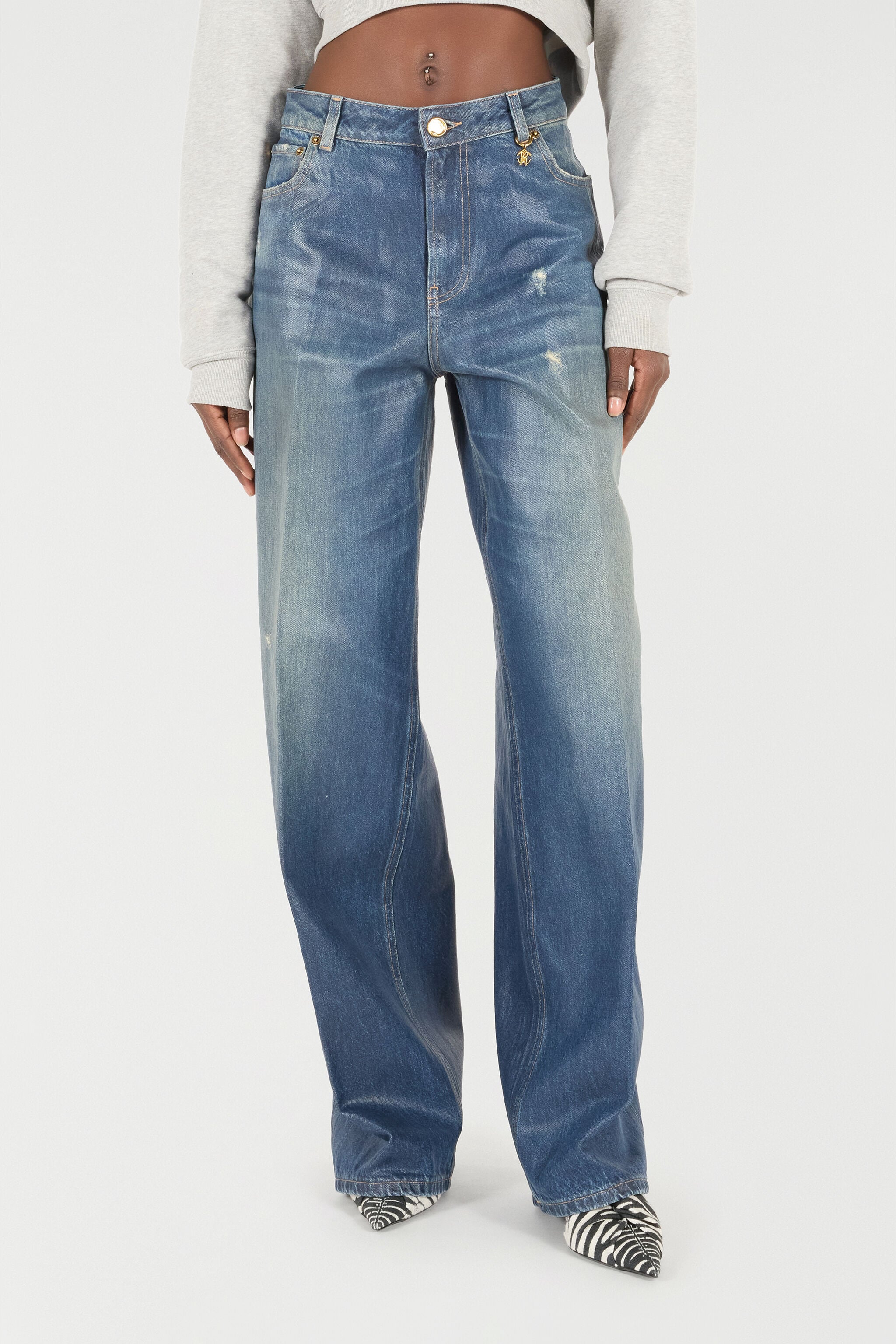 RC Jeans With Mirror Snake Monogram Charm RC Jeans With Mirror Snake Monogram Charm Blue UKJ207-VT006