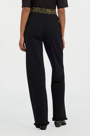 JC Black Flared Trousers With Leopard Print Waistband VERDE 185 VFT137-VF216