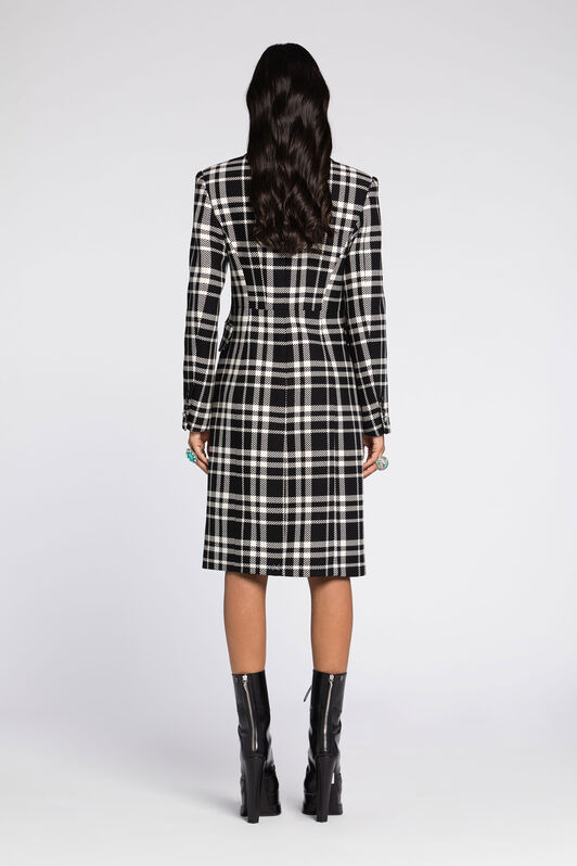 RC Plaid Single-Breasted Coat Black/White RKT504-FY076