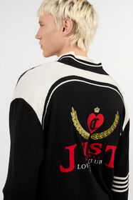JC Knit Cardigan with Polo Collar and Logo BLACK VFM007-VF055