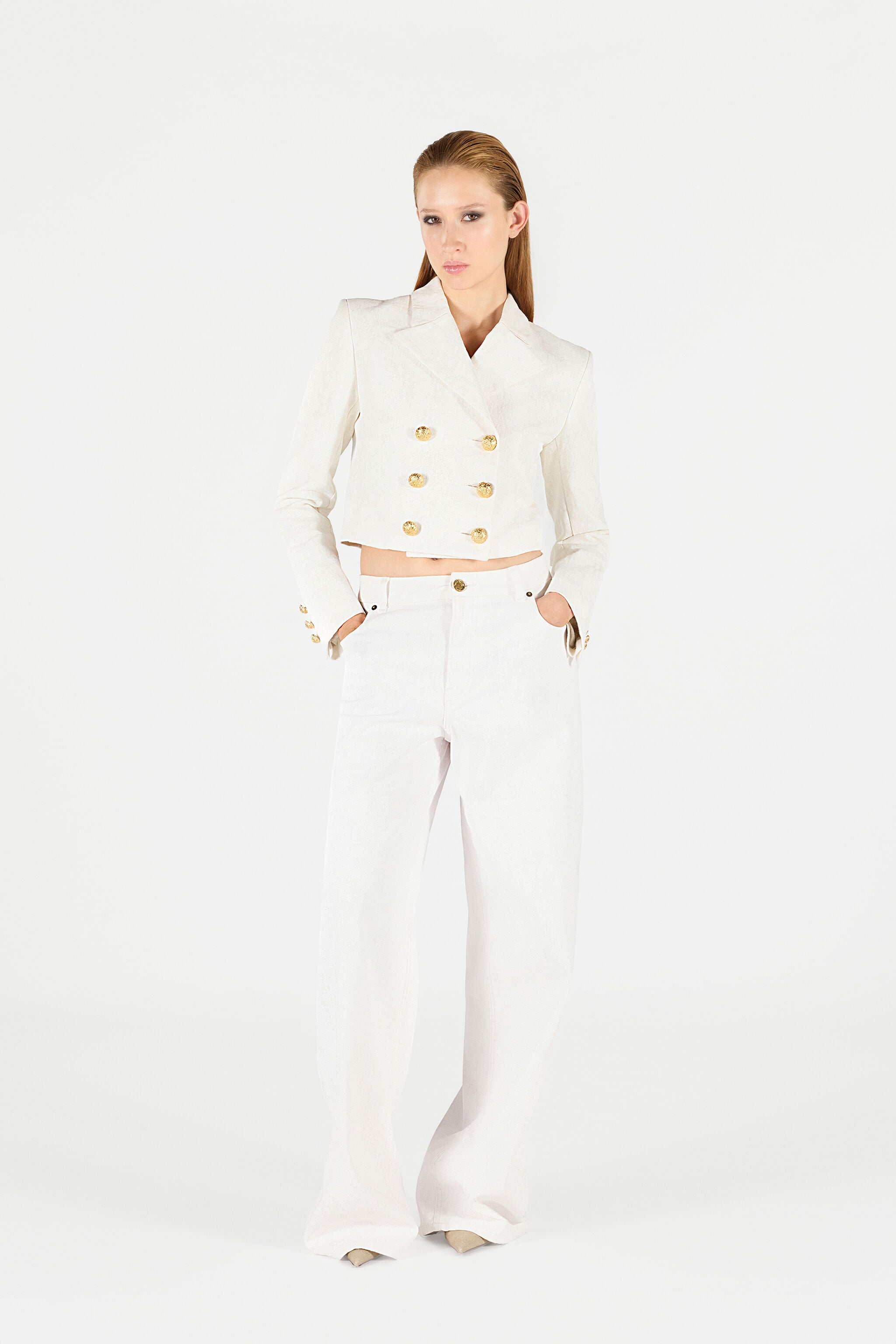 RC Wall Print Cropped Jacket RC Wall Print Cropped Jacket White UWT403-LG016