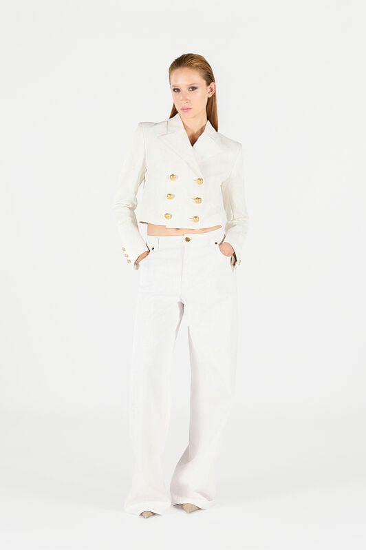 RC Wall Print Cropped Jacket RC Wall Print Cropped Jacket White UWT403-LG016