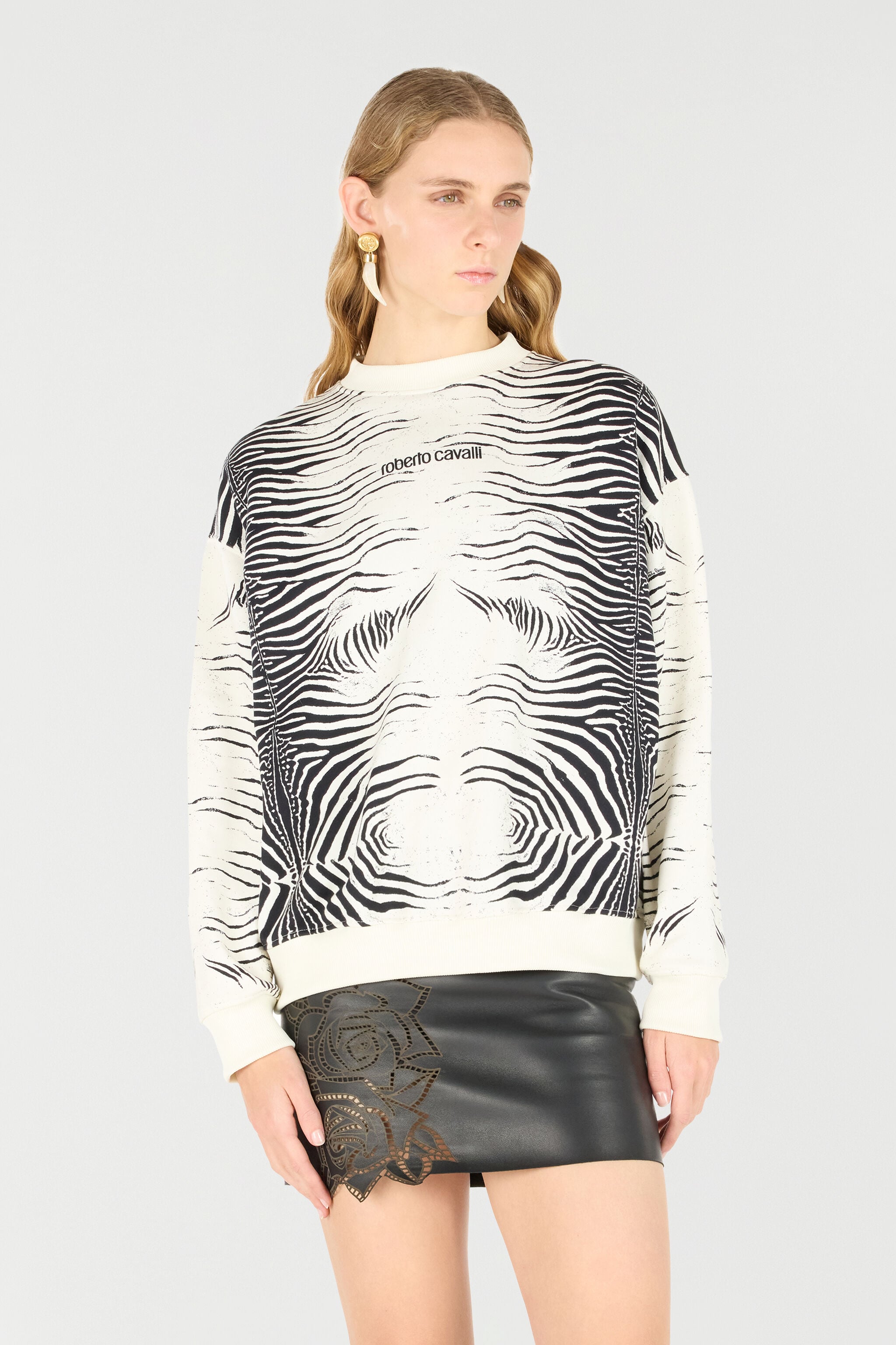 RC Sudadera con estampado cebra y logotipo RC Sudadera con estampado cebra y logotipo Negro/Blanco UKT67E-2GN49