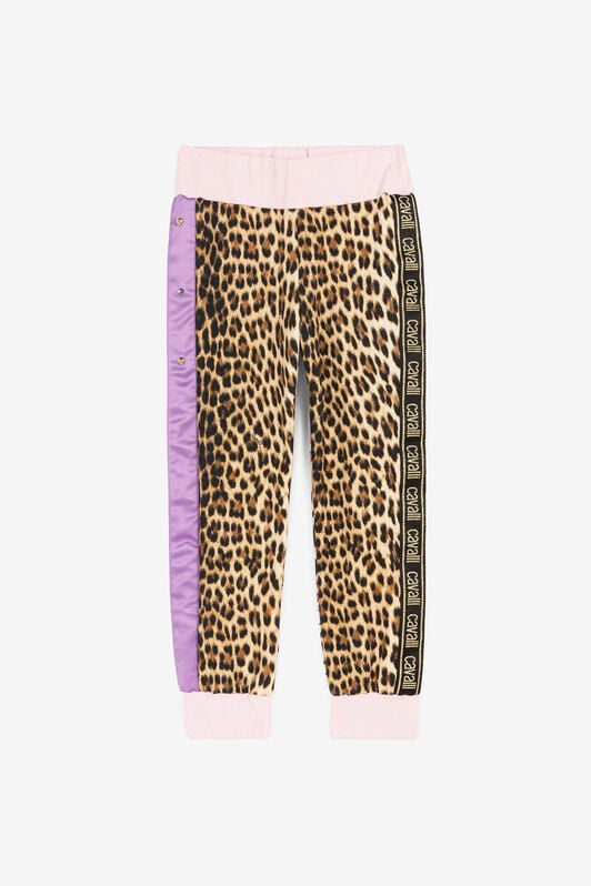 JU Leopard And Flower-Print Panelled Sweatpants JU Leopard And Flower-Print Panelled Sweatpants Purple OJT20O-ISA2J