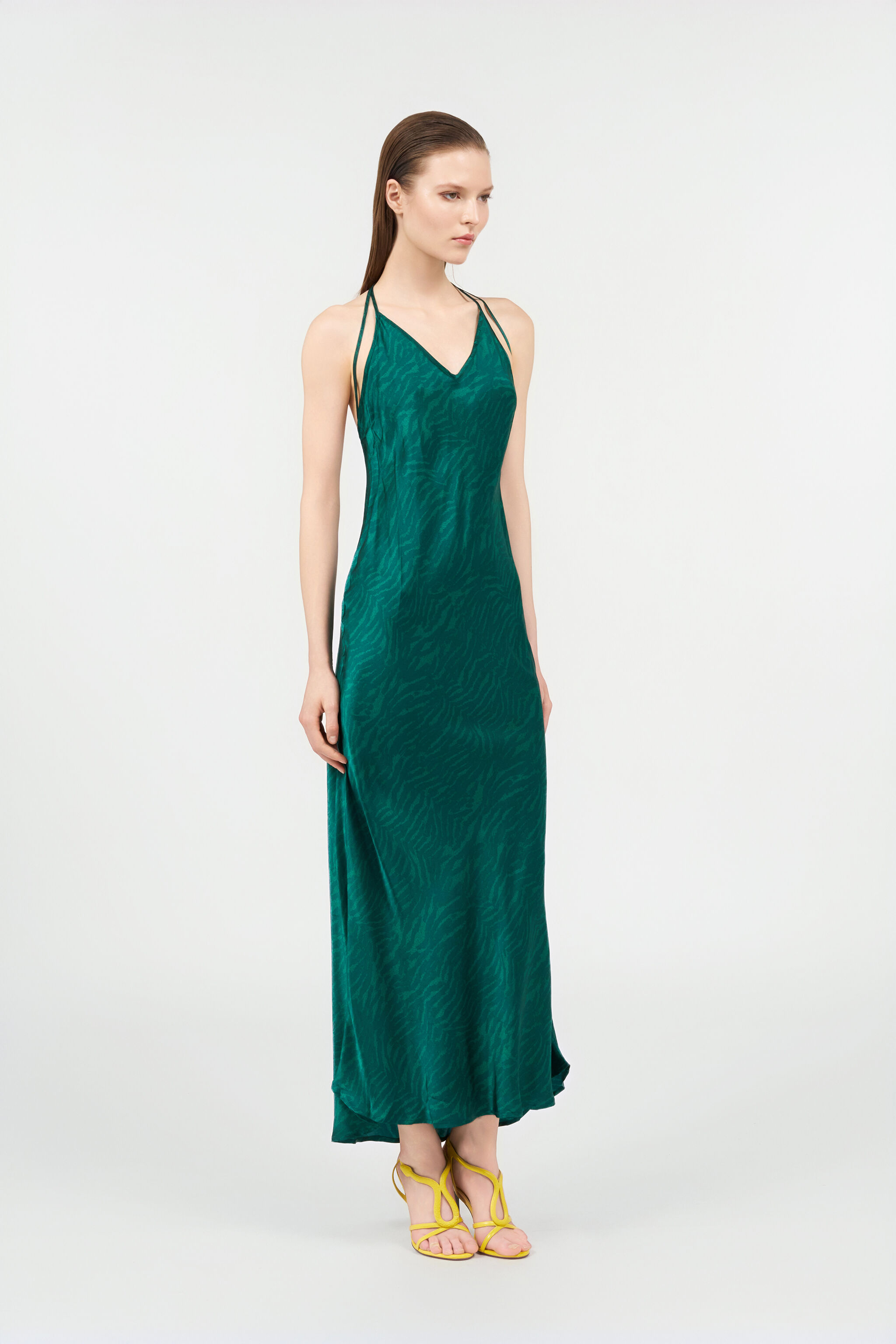 Zebra Print Silk Dress Teal in GREEN MALACHITE for Women | Roberto