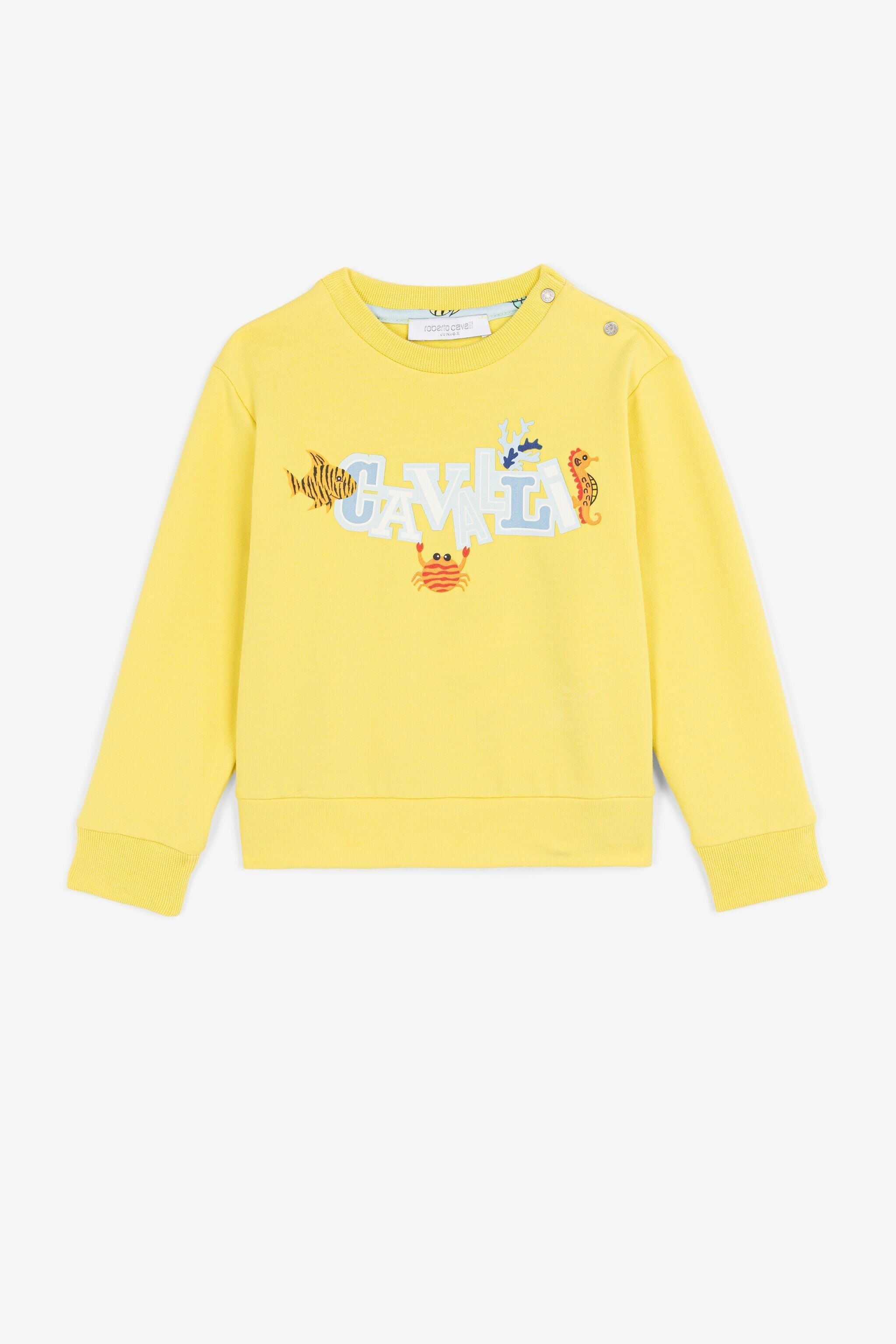 JU Graphic-print crew-neck sweatshirt JU Graphic-print crew-neck sweatshirt Yellow QJT936-CF050