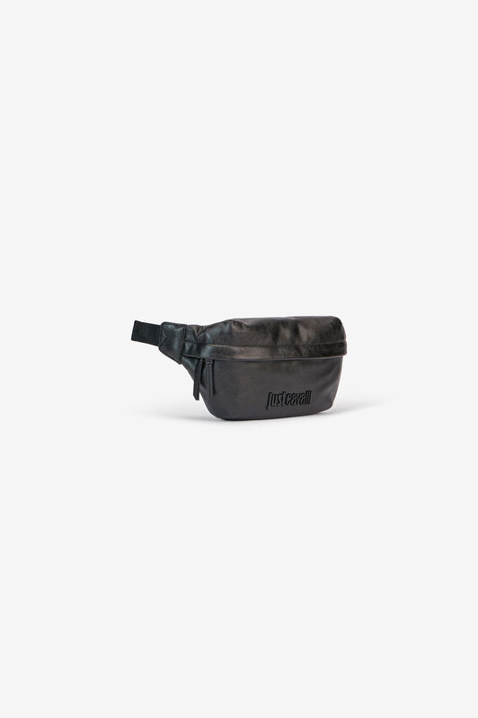 JC Hammered Effect Belt Bag With Logo JC Hammered Effect Belt Bag With Logo BLACK VFB002-VF534