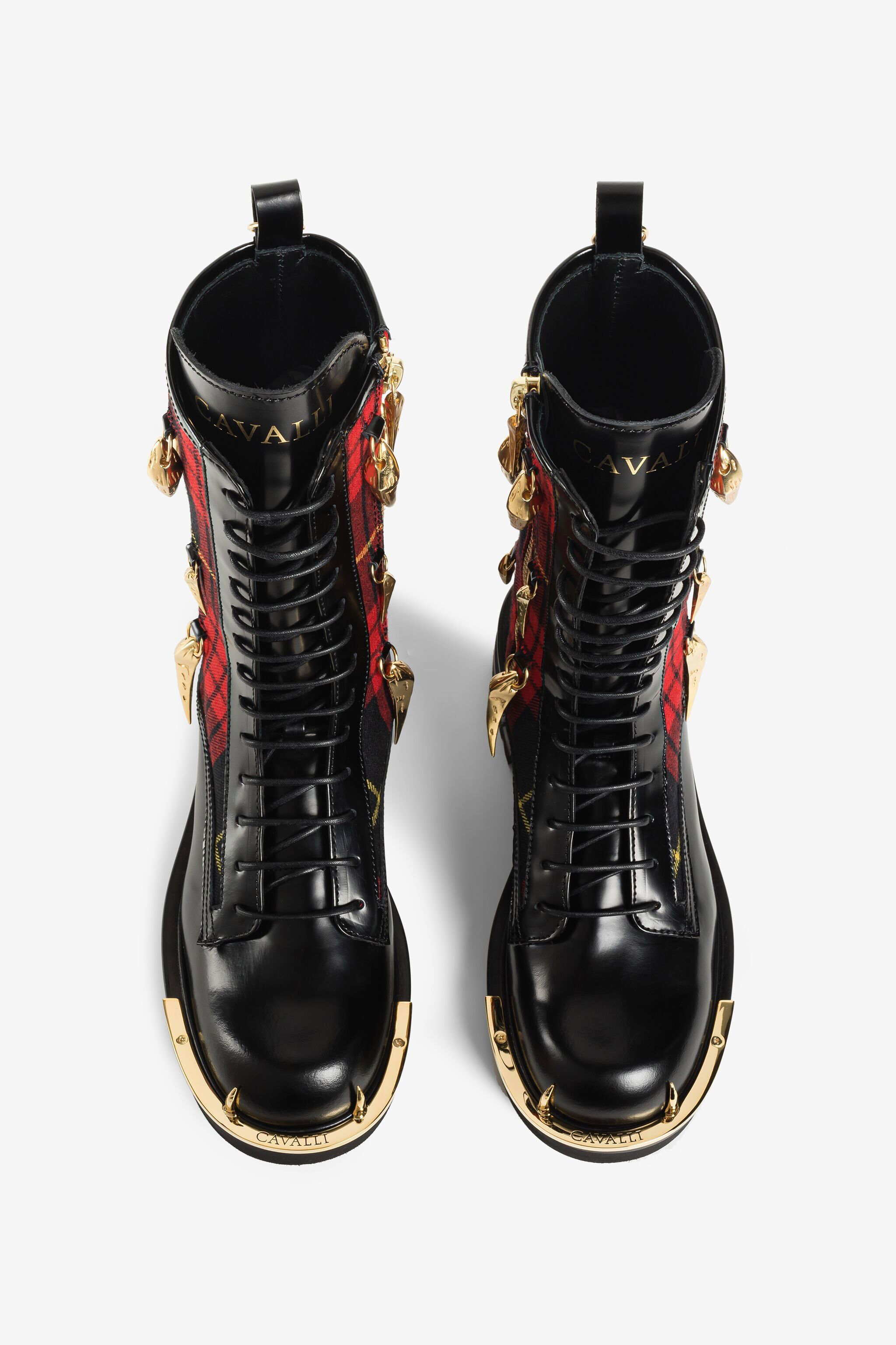 RC Tiger Tooth Tartan Combat Boots RC Tiger Tooth Tartan Combat Boots Black/Red PKS003-PZ234