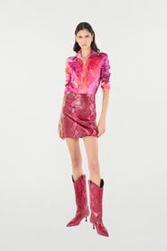 RC Camicia Con Bottoni Gioiello E Stampa Rose Fucsia UKT701-RYN48